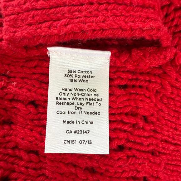 NWT Talbots Red Cotton Poly Wool Chunky Knit Long Sweater Size M - Picture 7 of 7